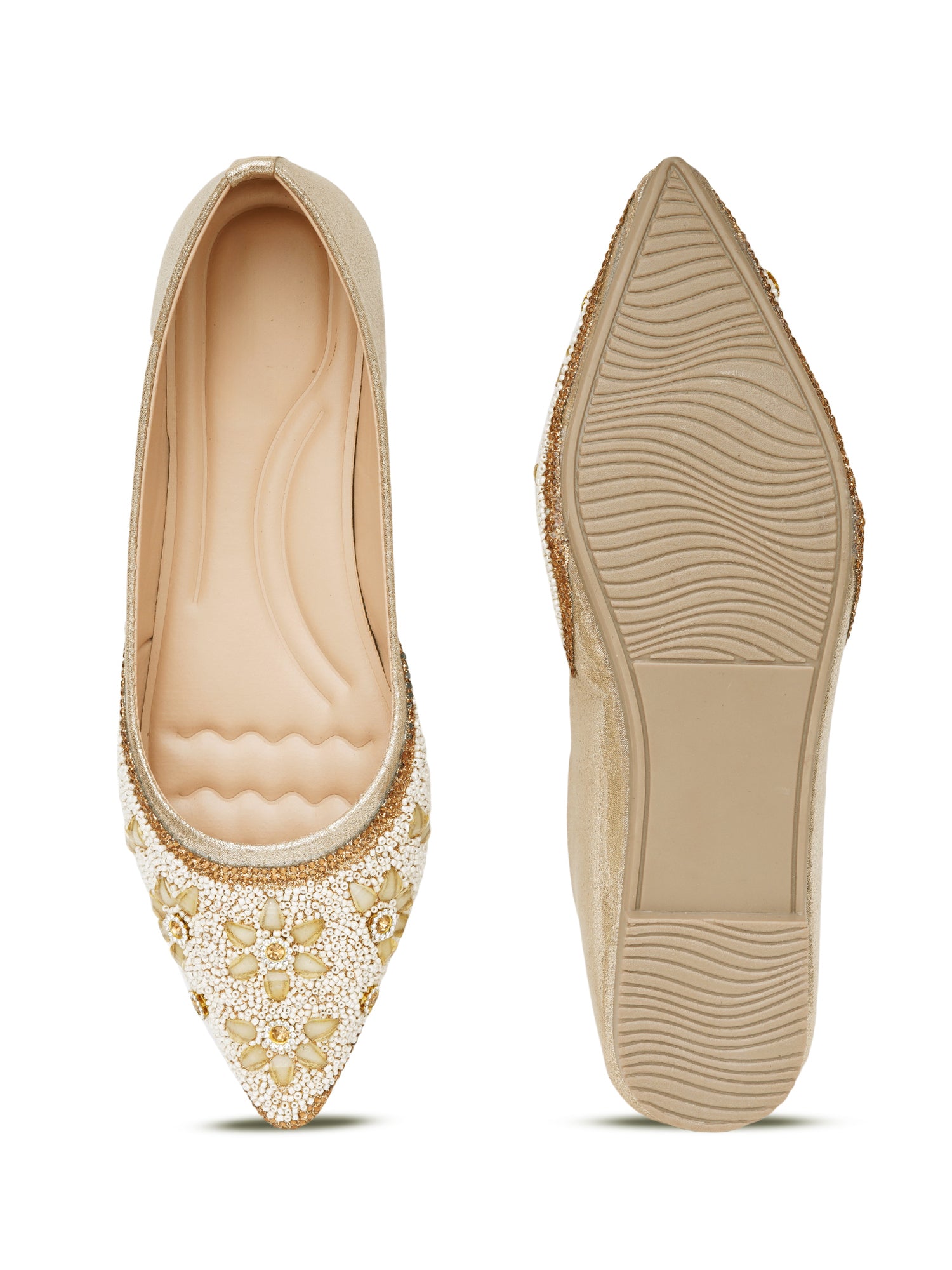Blossom pearls & stone Embellished Pointed Desi Juttis