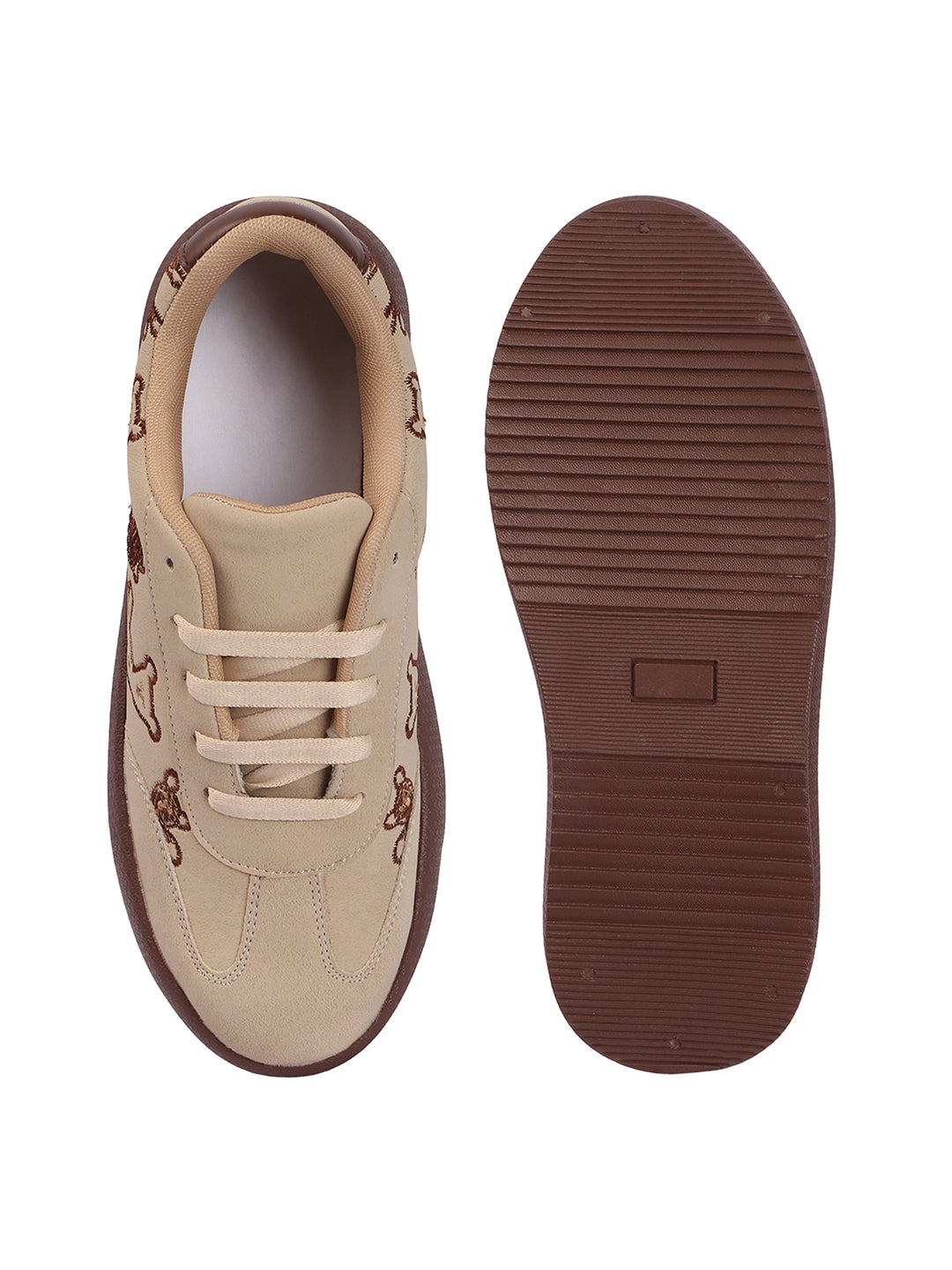 Trendy Teddy Embroidered Platform Sneakers