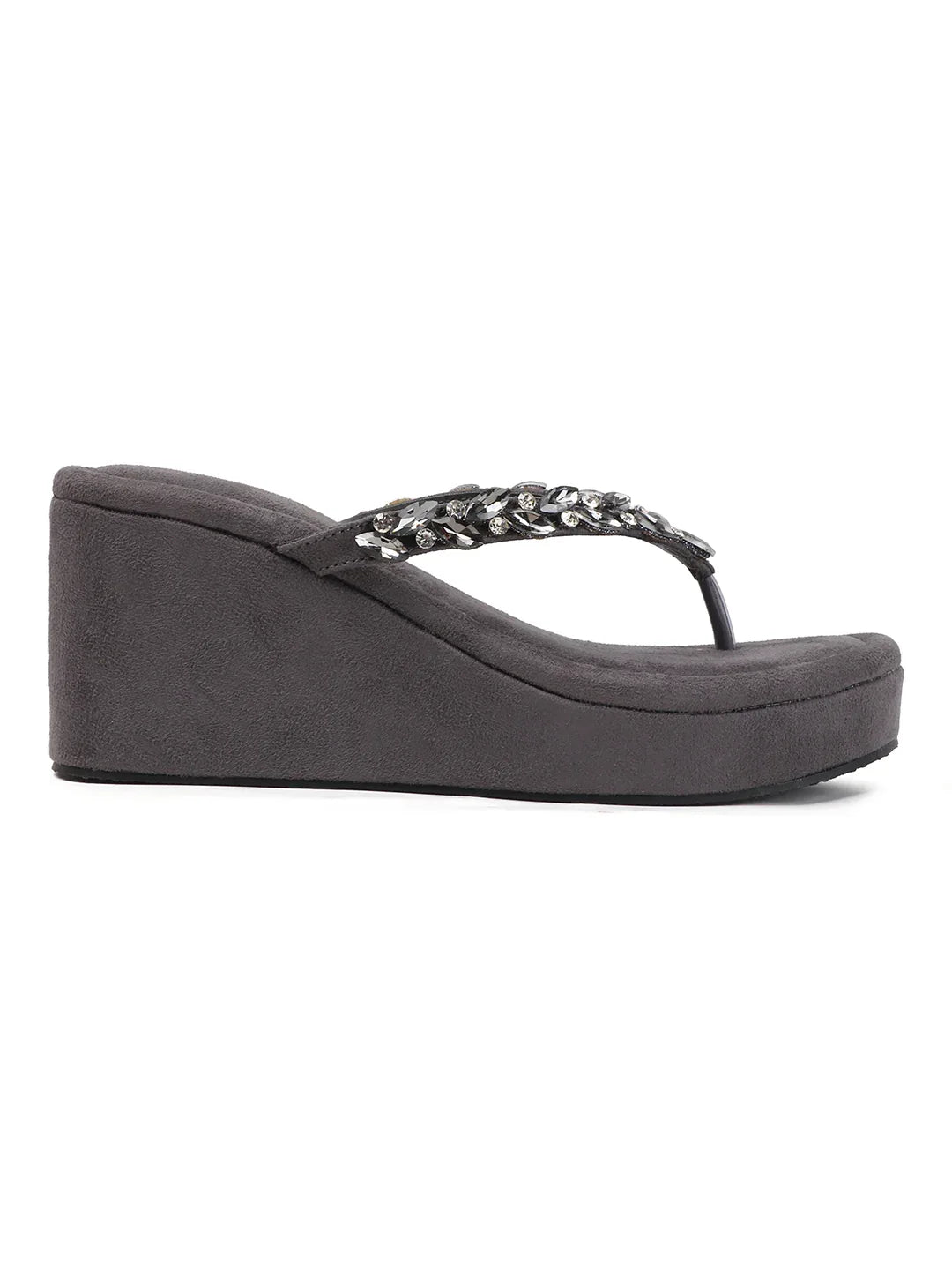 Jewel Detail Comfort Wedge Slides