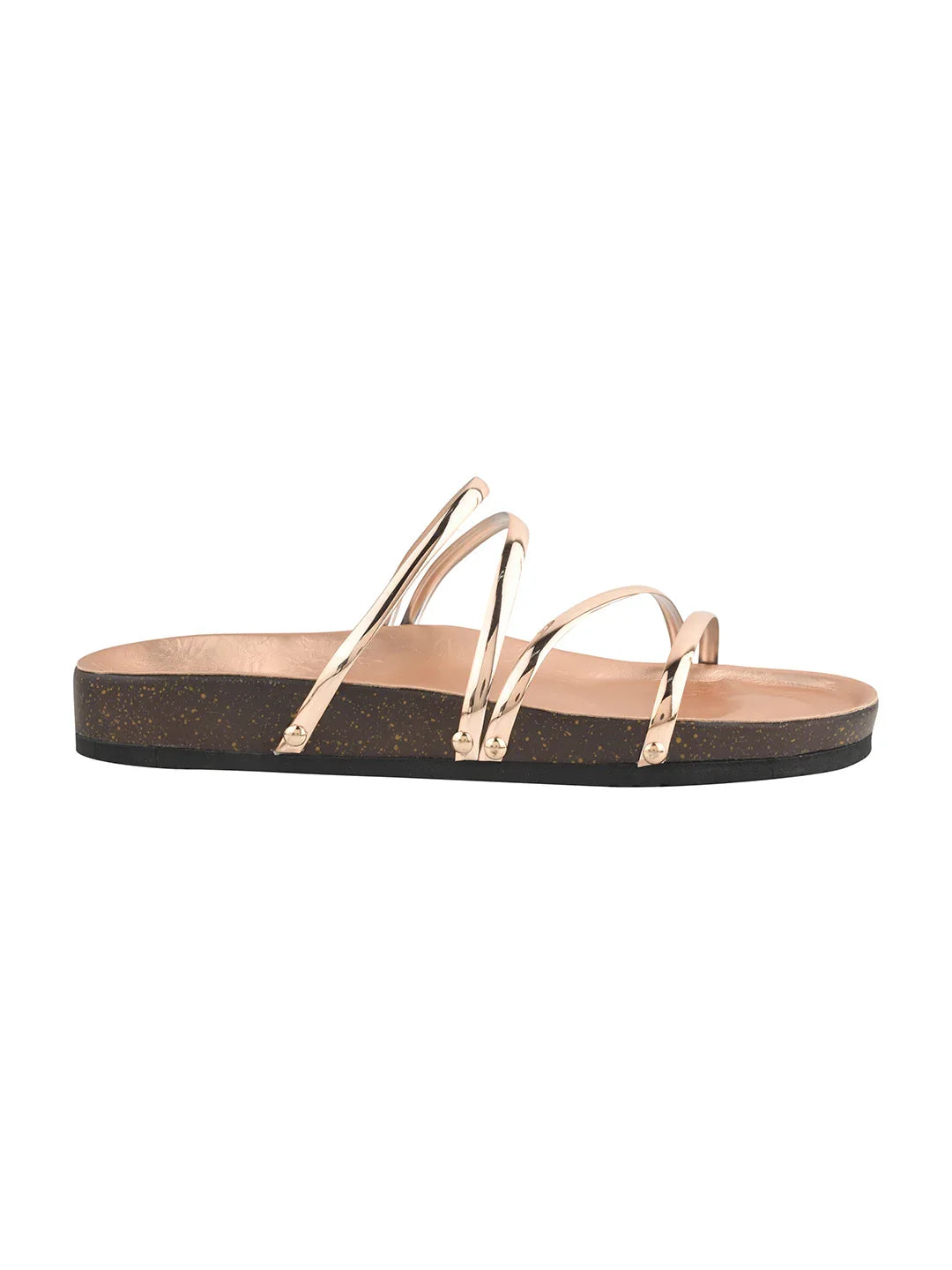 Elegant Spiral Strap Metallic Flats