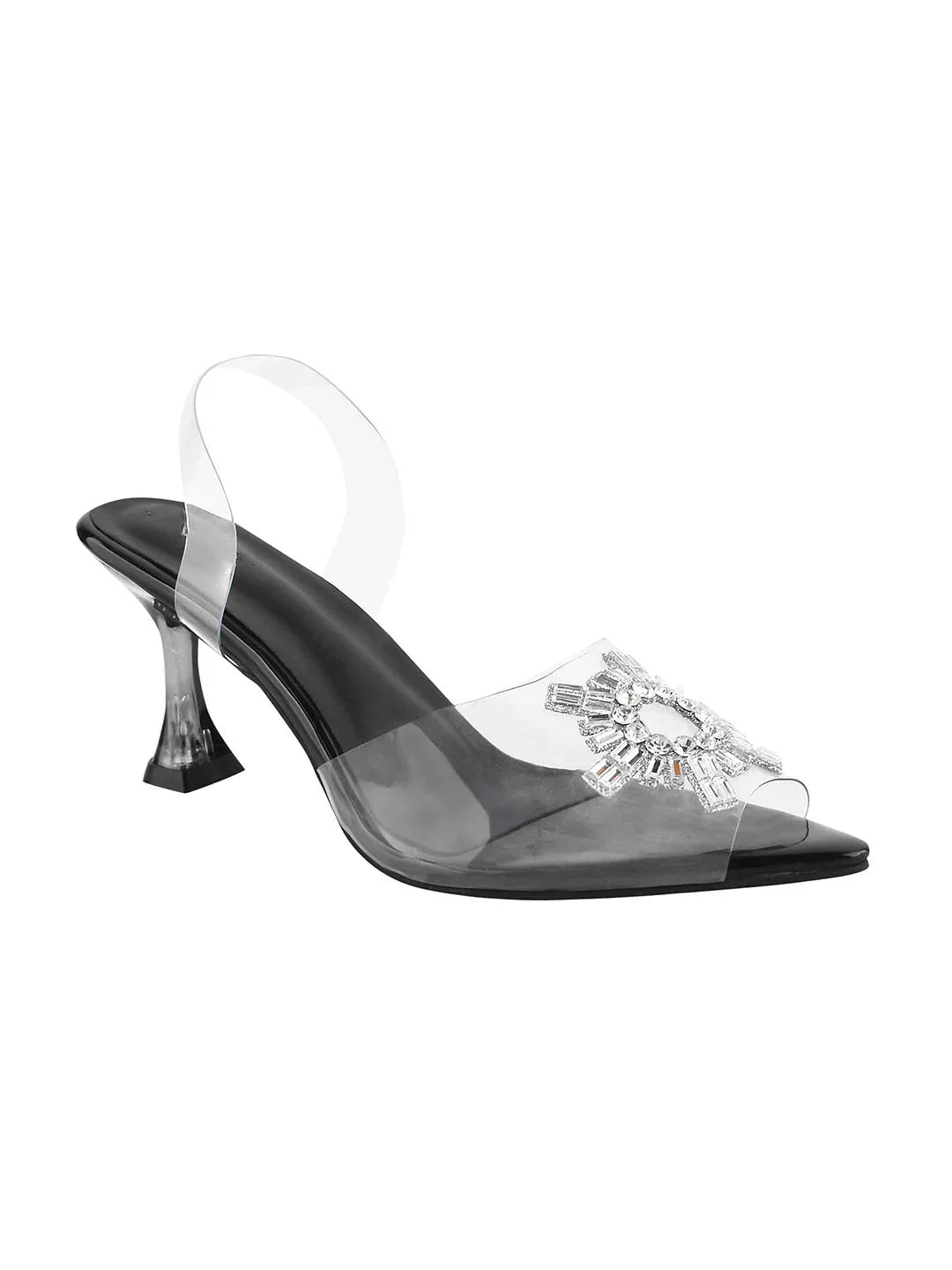Diamond Accent Clear Heel Sandals