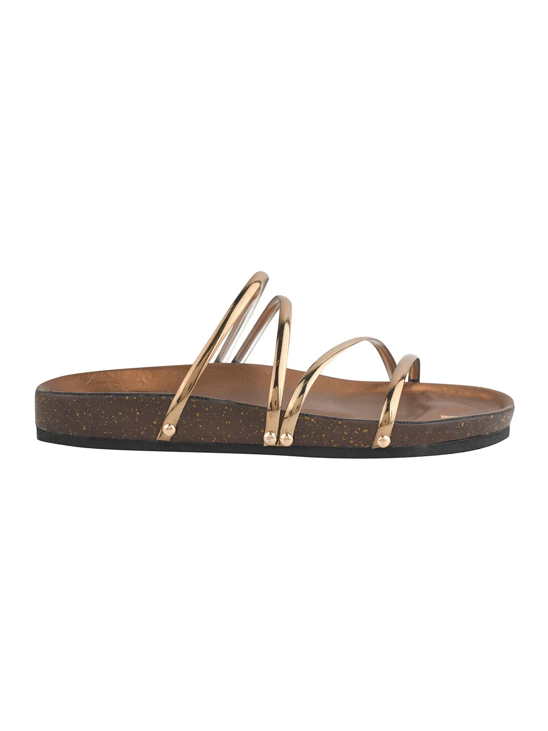 Elegant Spiral Strap Metallic Flats