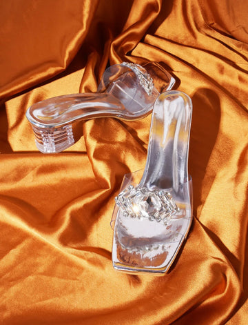 Elegant Crystal Buckle Heels