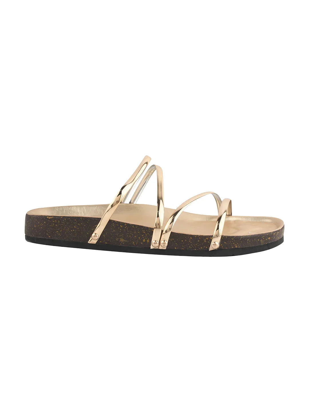 Elegant Spiral Strap Metallic Flats