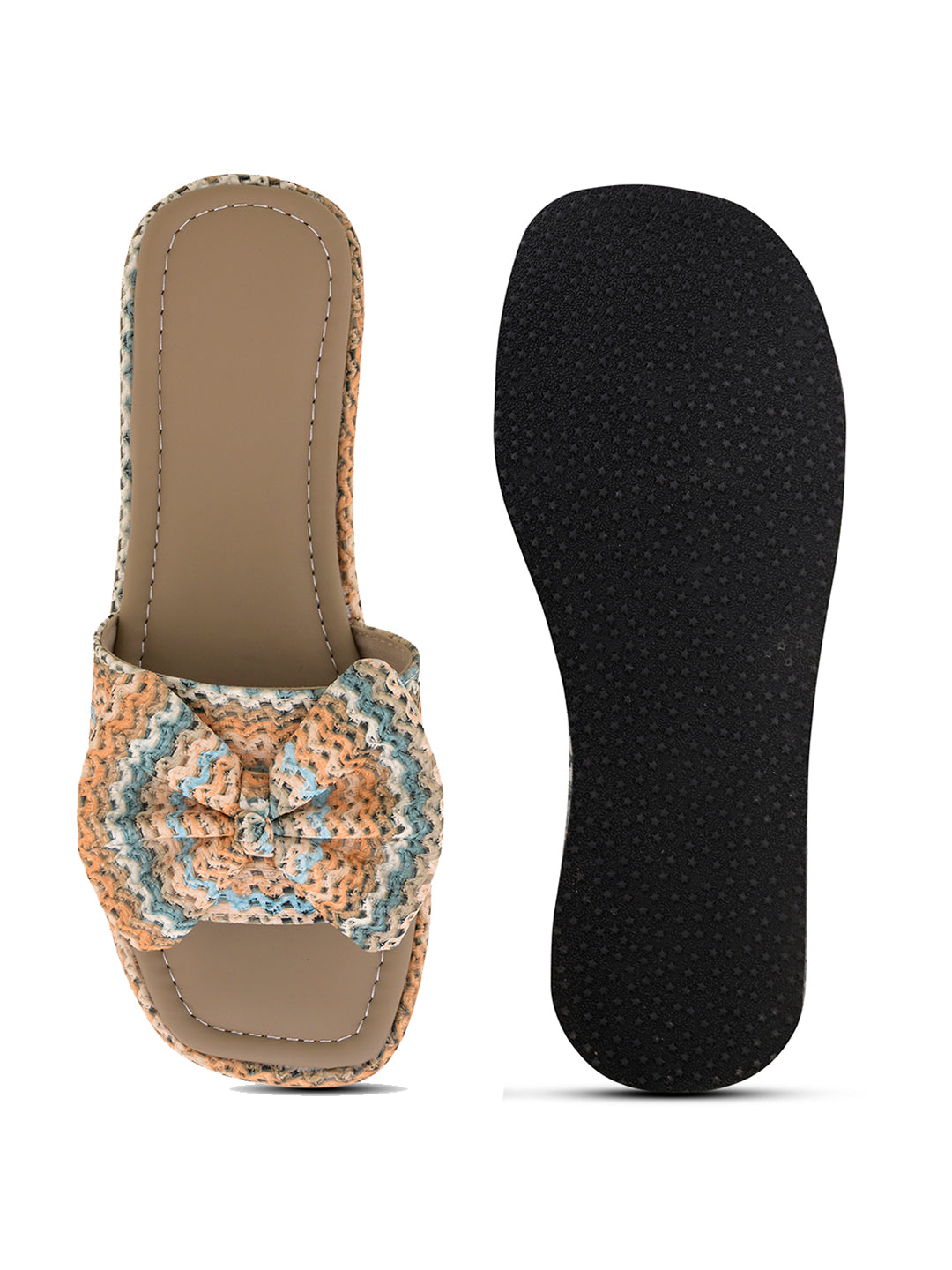 Cozy Knot Knitted Bow Platform Wedge Slides