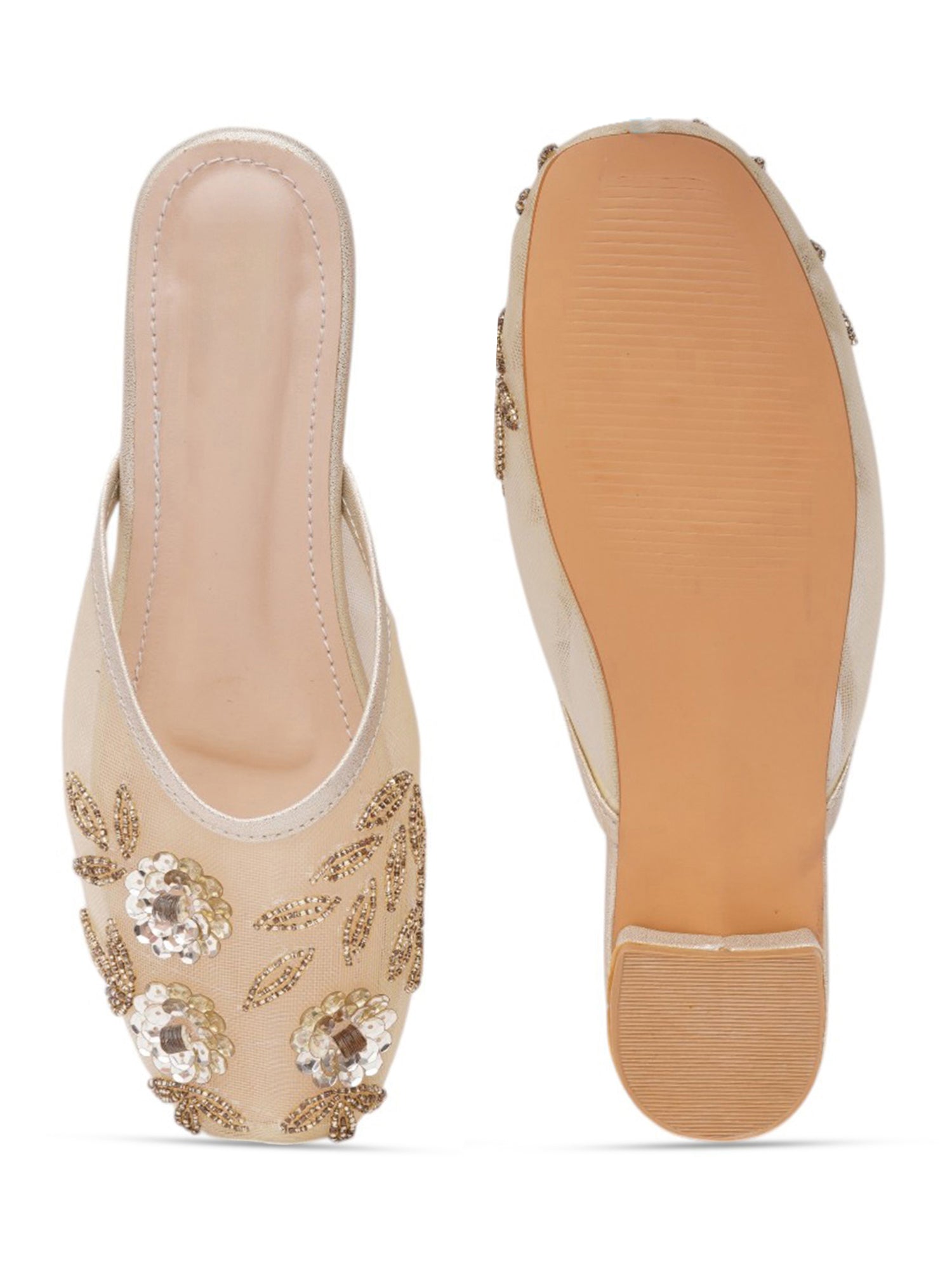 Handcrafted Embellished Beaded Floral Mules