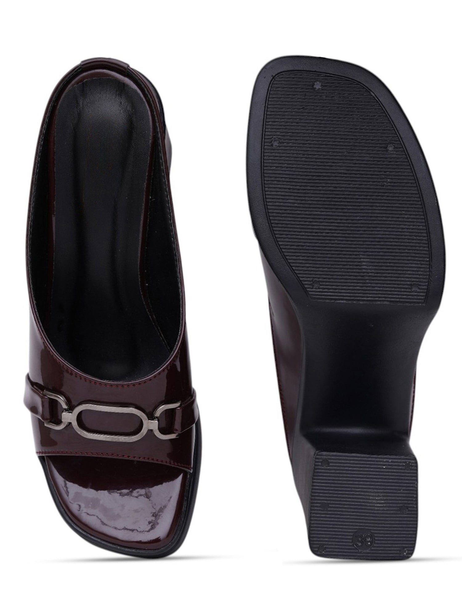 Elegent Patent Platform Block Heel