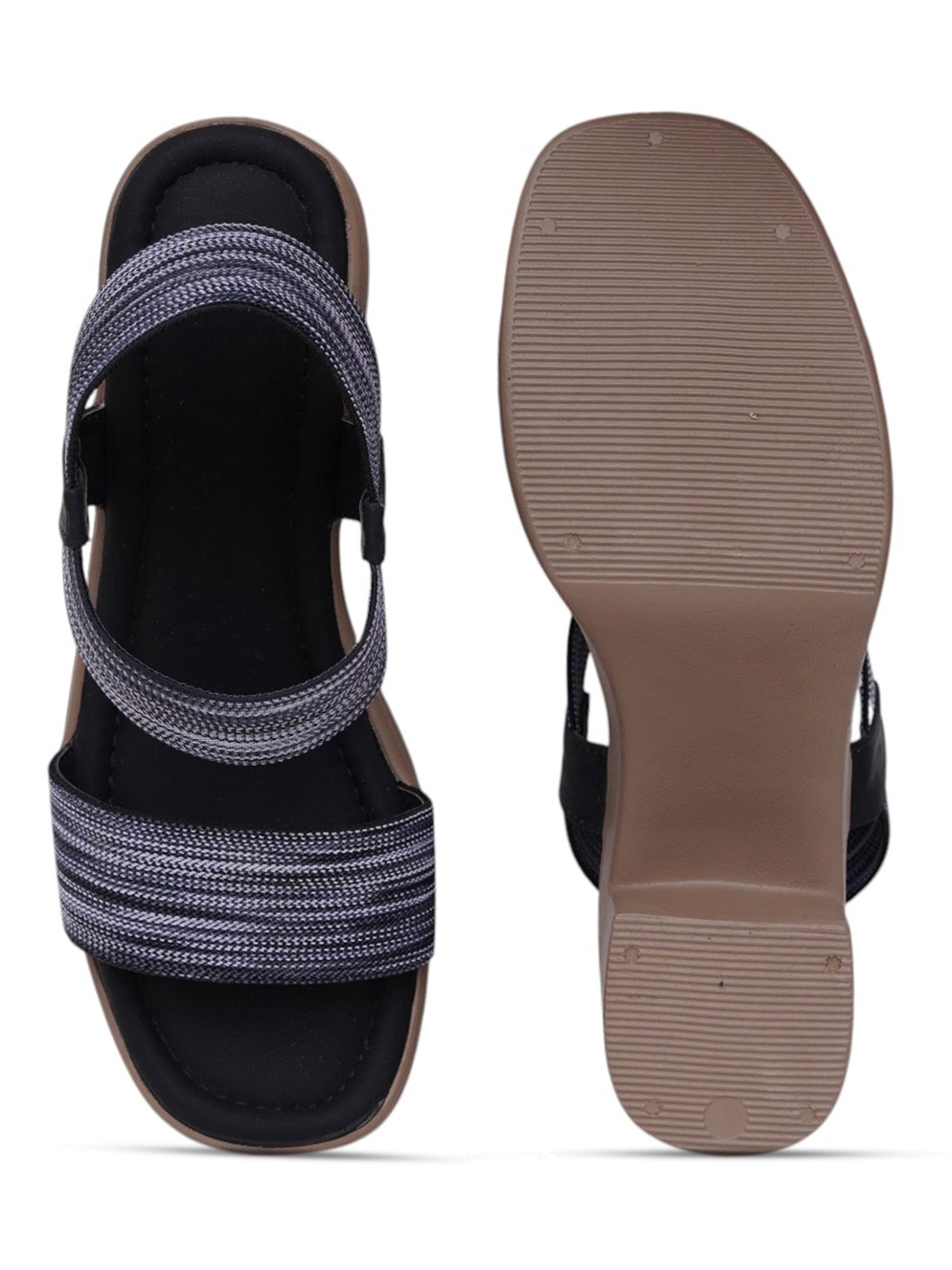 Glitter Strap Block Heel Sandals