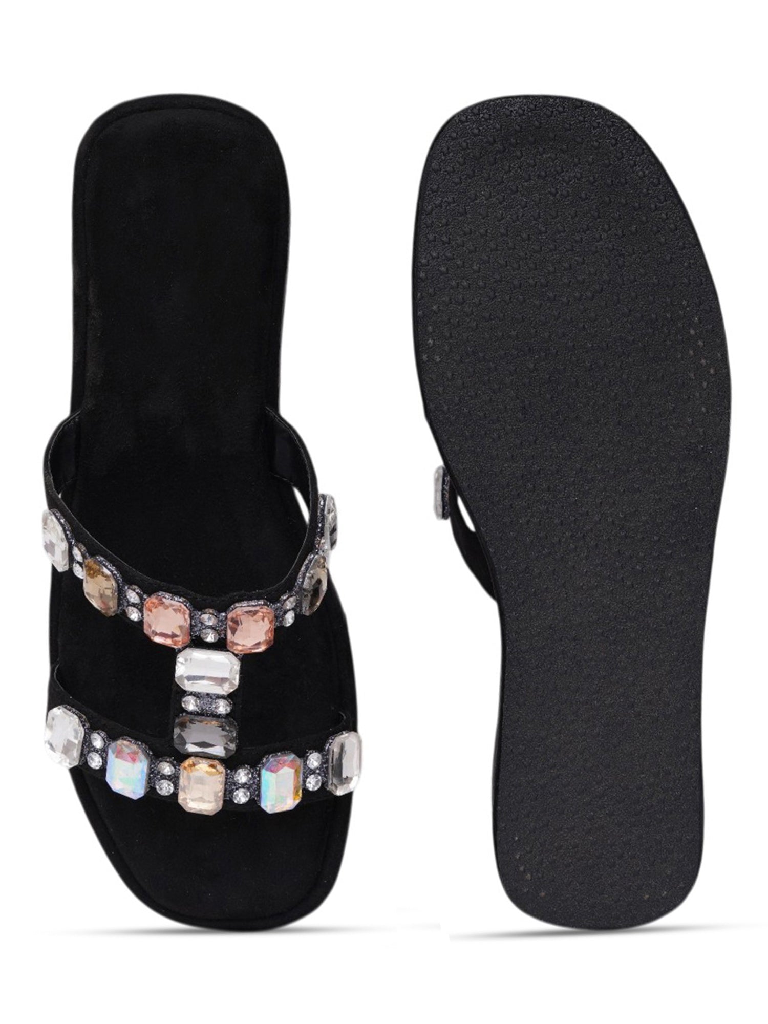 Glam Crystal Strap Wedge Sandals