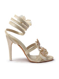Glam Crystal Flower High Heel Sandals