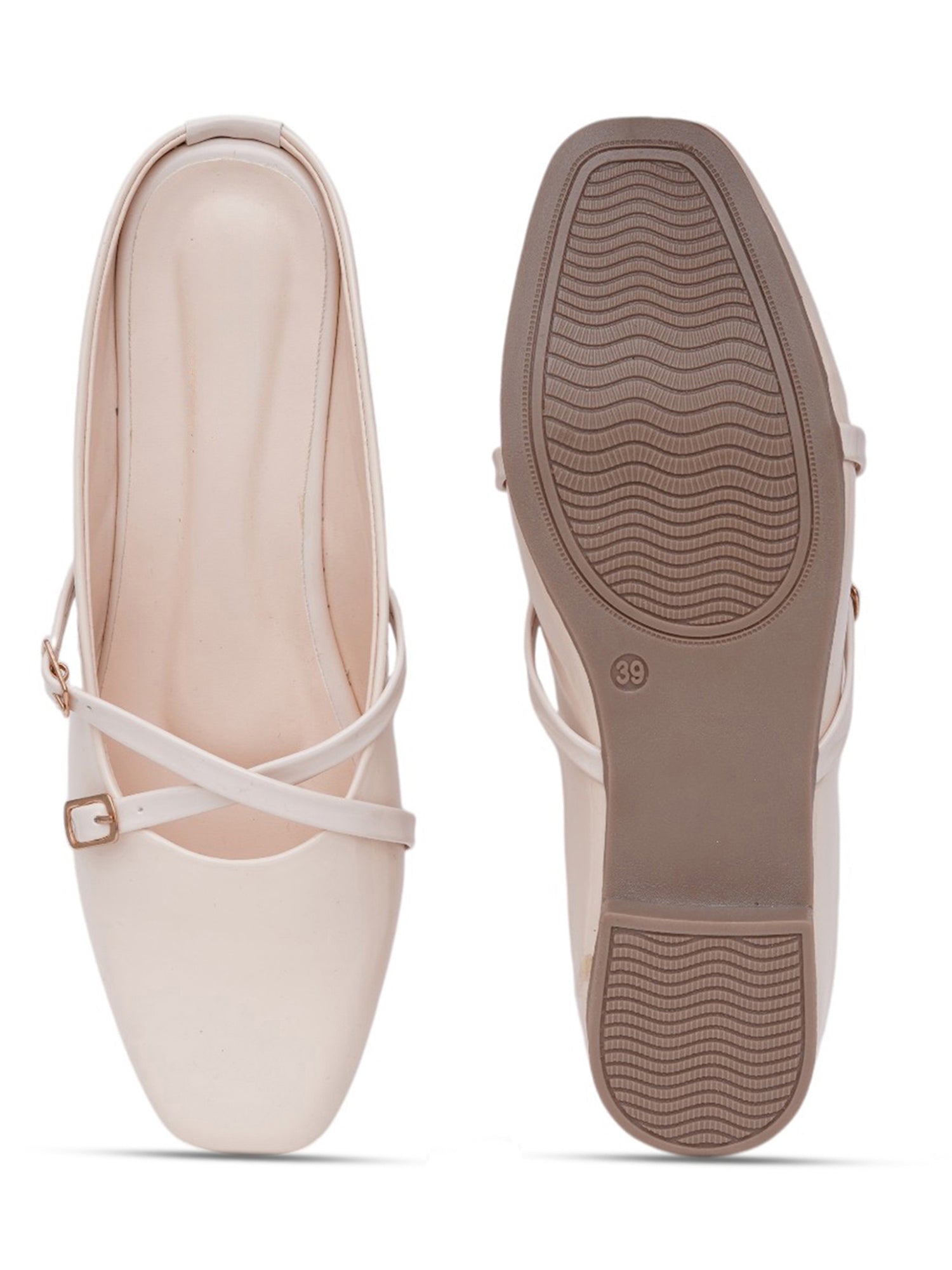 Elegant Double Strap Glossy Pointed Toe Mule Shoes