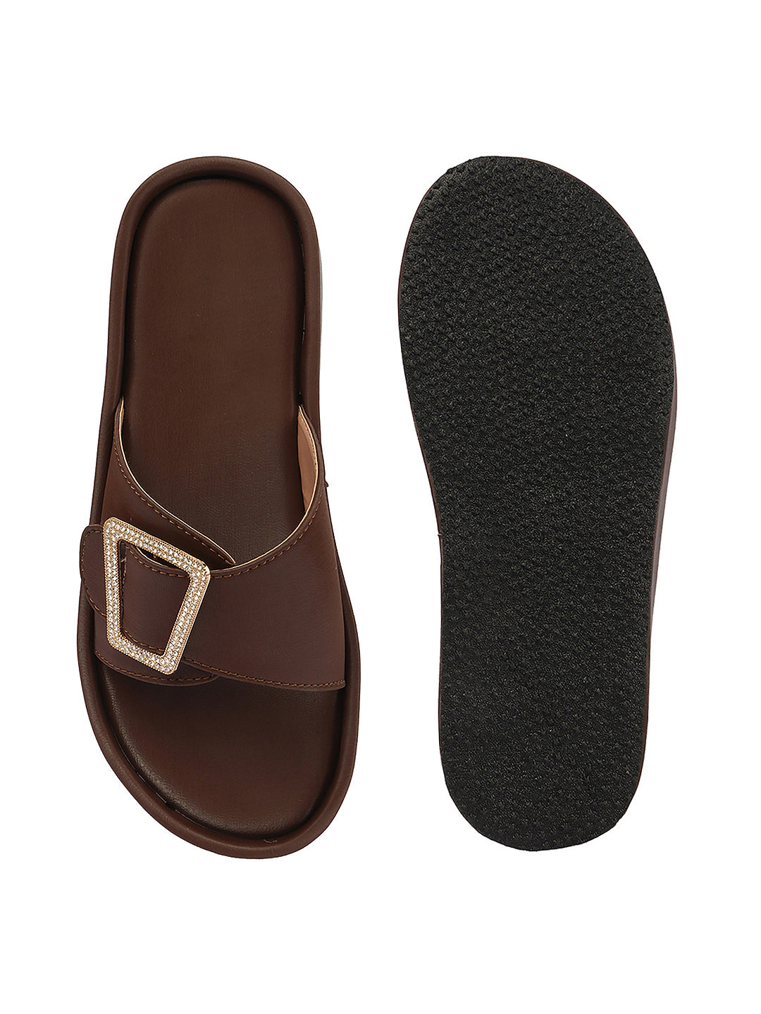 Minimal Buckle Slides Cushioned Everyday Comfort Flats