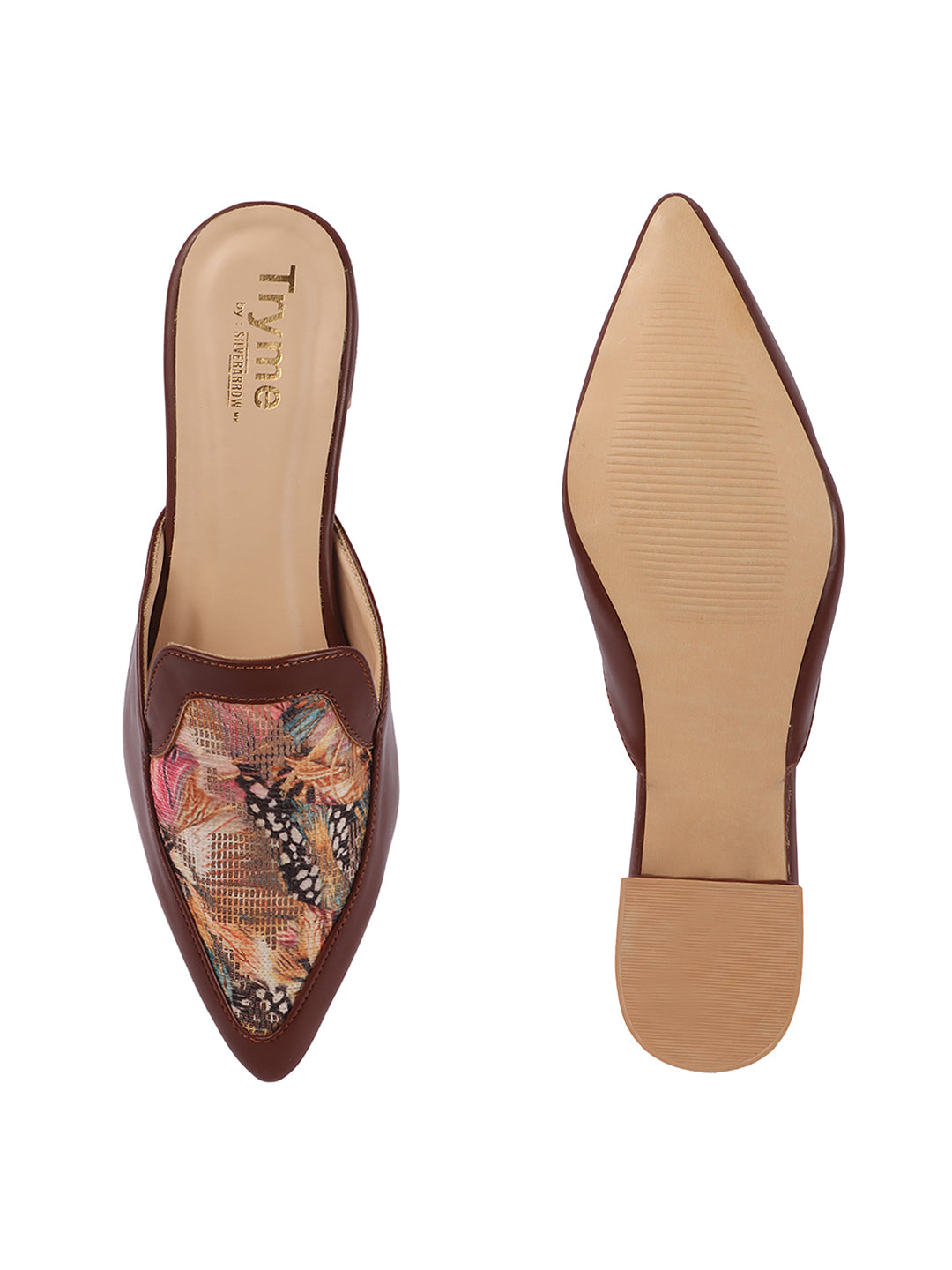 Flora Pointed Toe Printed panel Designer Mules