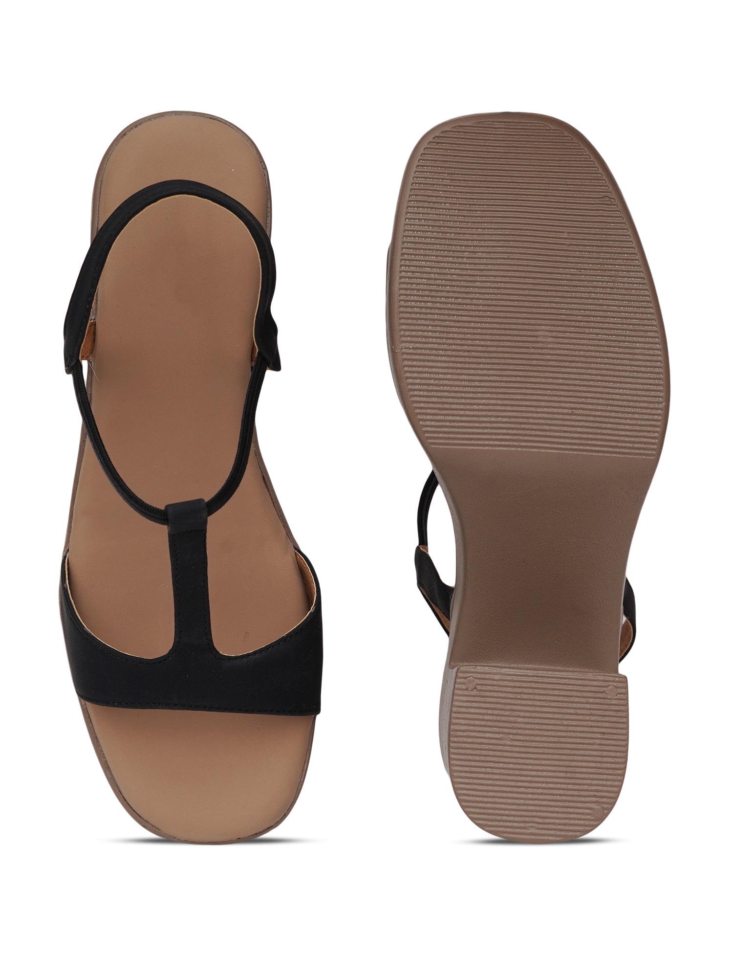 Exotic T-Strap Chunky Block Heel Sandals