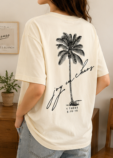 Oversized Palm Tree Graphic Printed T-Shirt