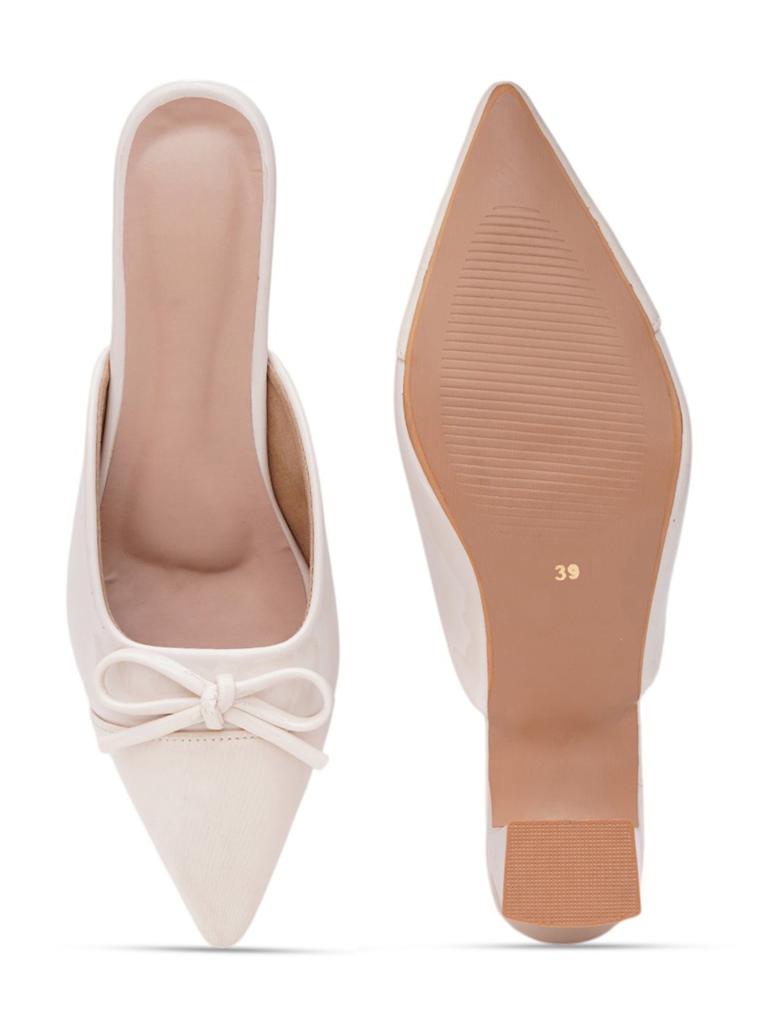 Elegant Pointed Toe Mule Heels with Bow Detail