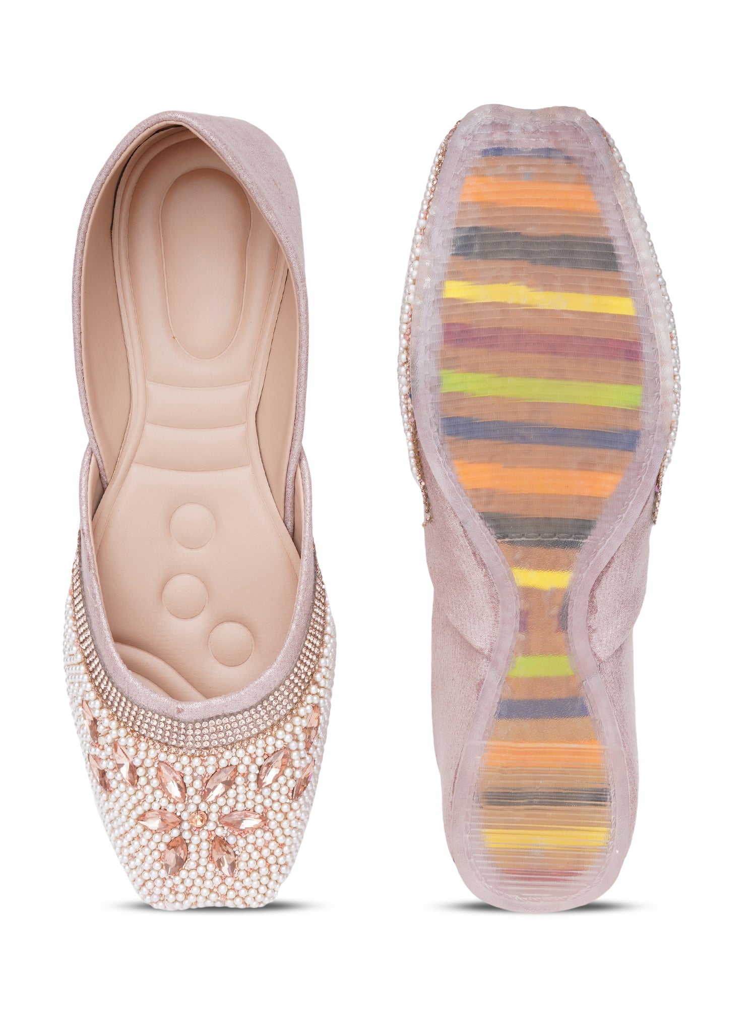 Floral Spark pearls & stone Embellished Ethnic Juttis