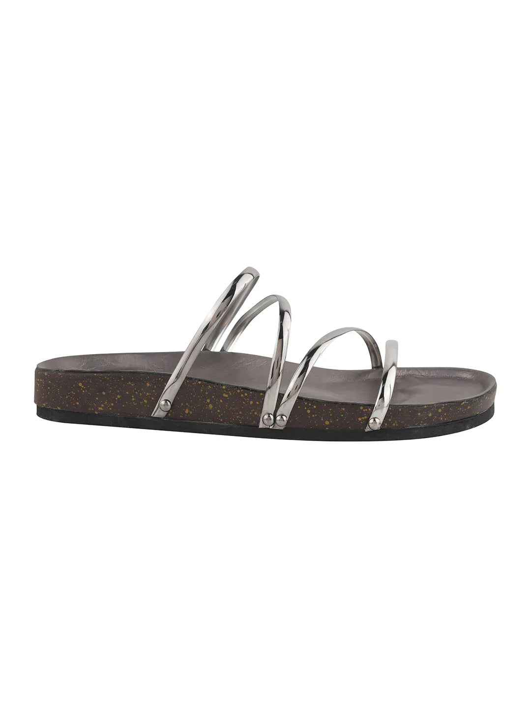 Elegant Spiral Strap Metallic Flats