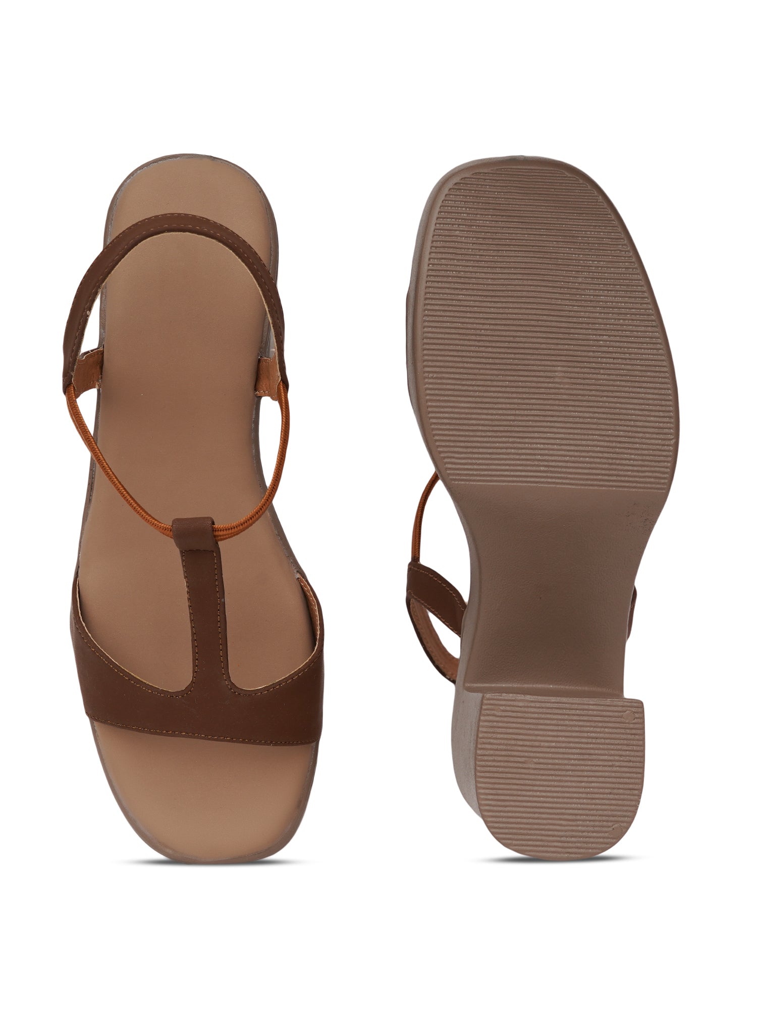 Exotic T-Strap Chunky Block Heel Sandals