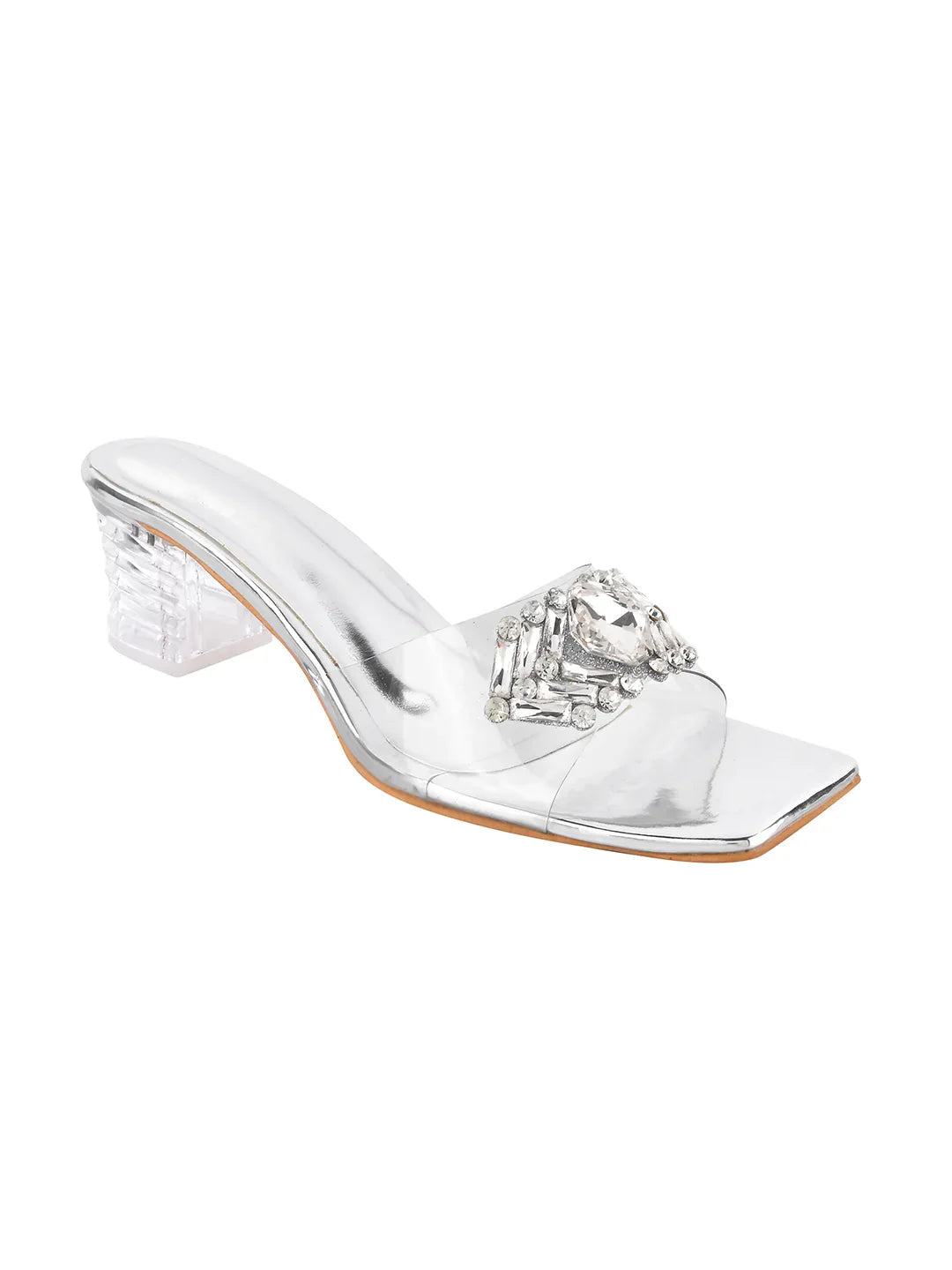 Elegant Crystal Buckle Heels