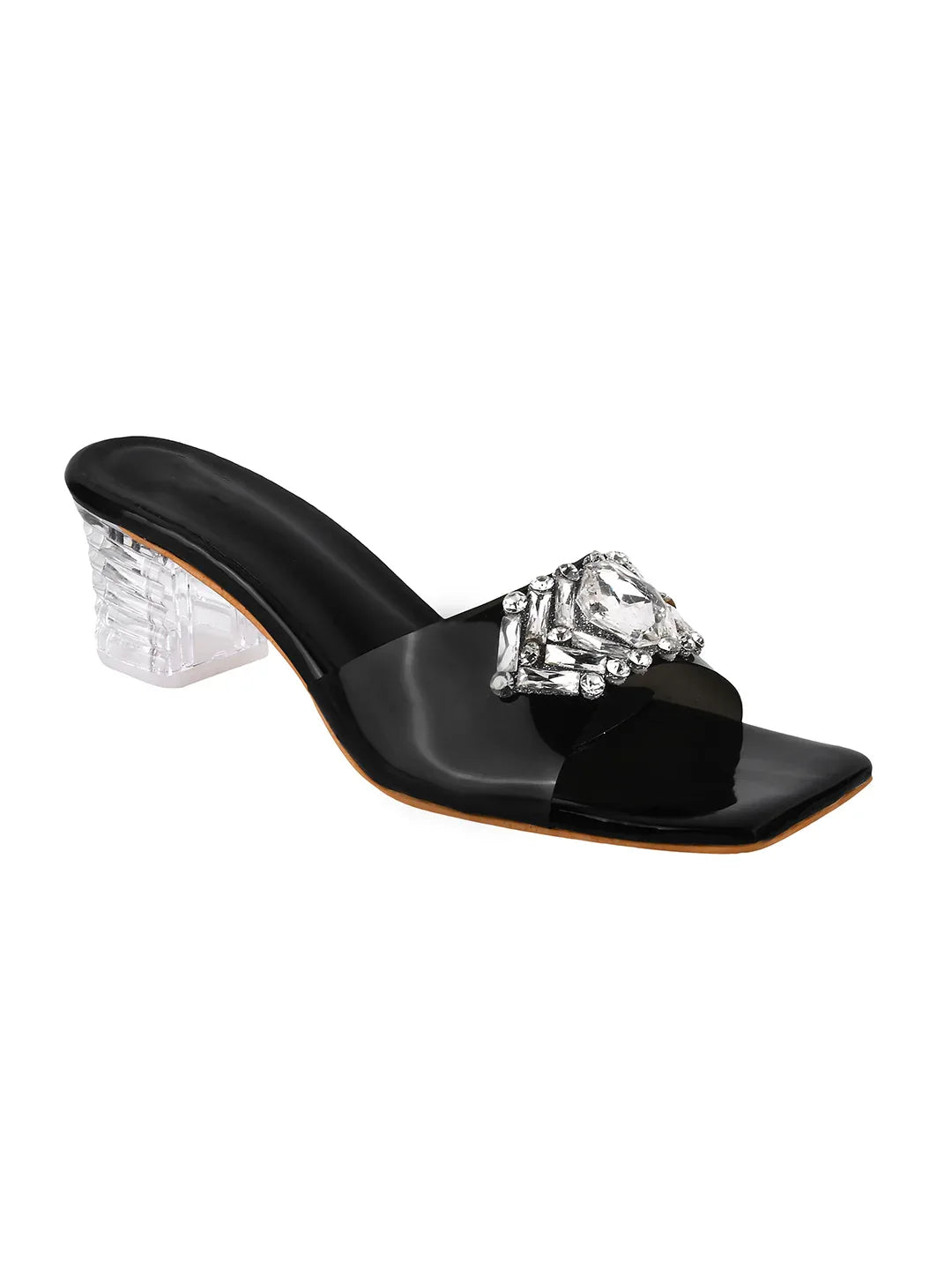 Elegant Crystal Buckle Heels