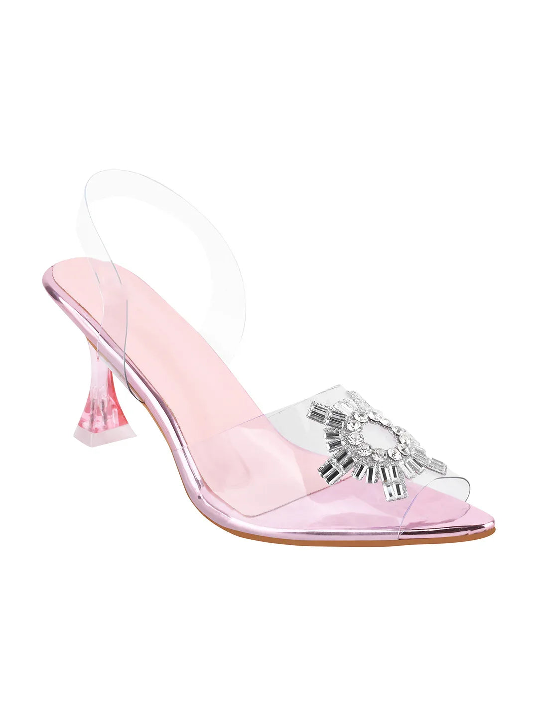 Diamond Accent Clear Heel Sandals