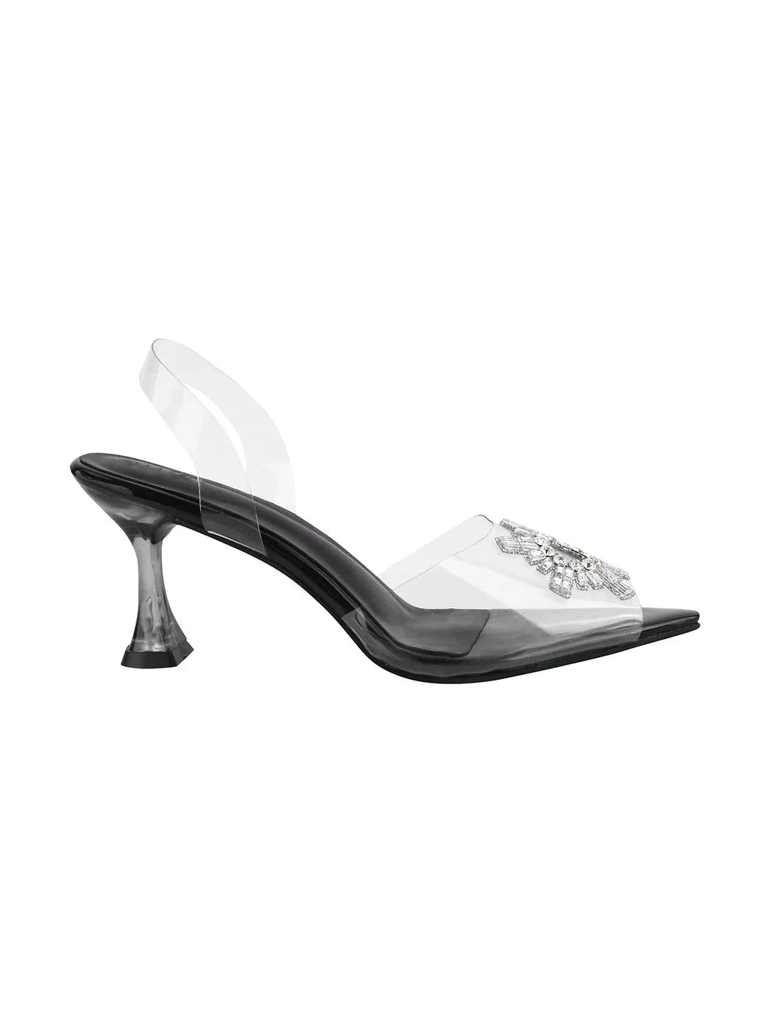 Diamond Accent Clear Heel Sandals