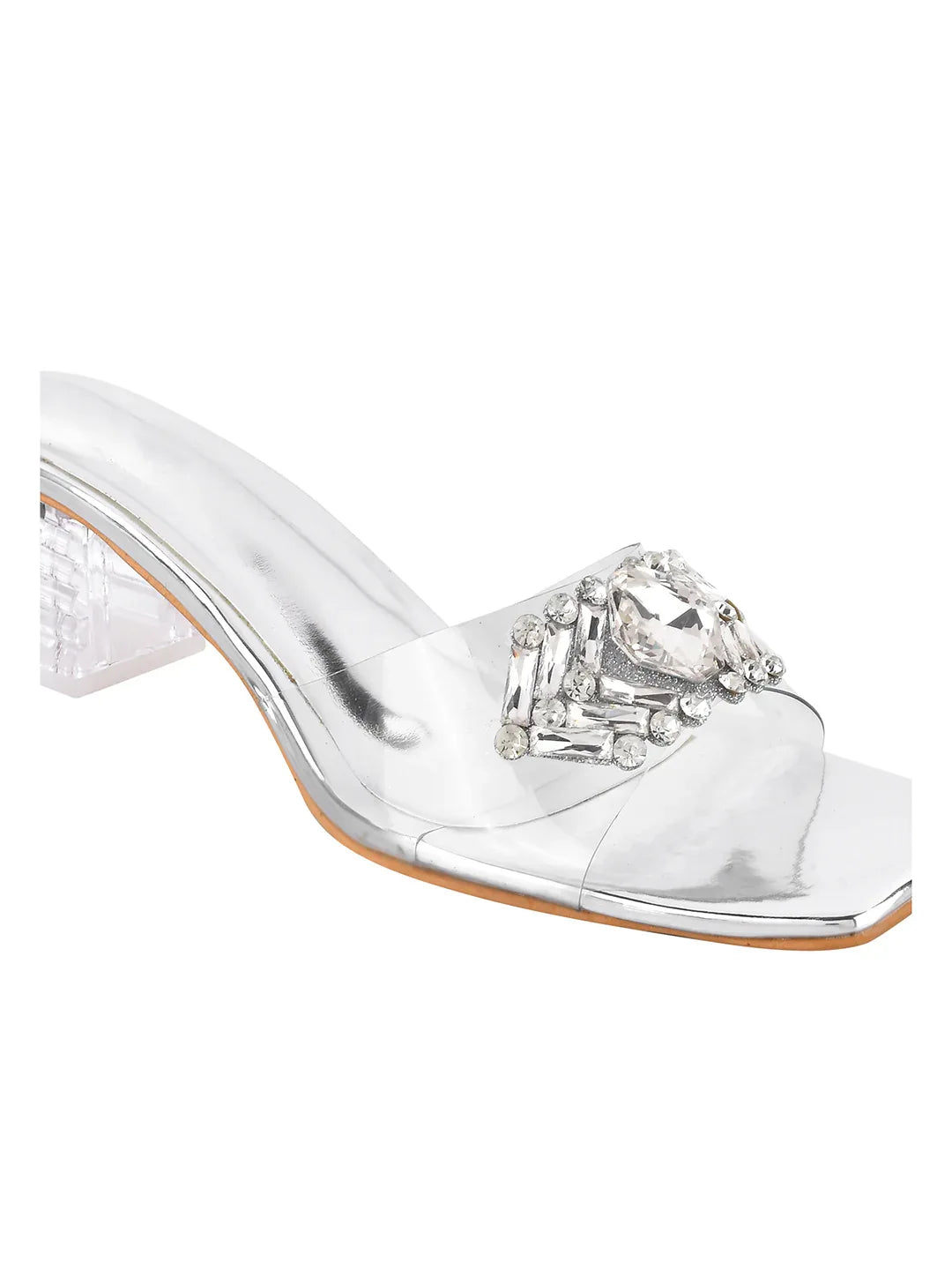 Elegant Crystal Buckle Heels
