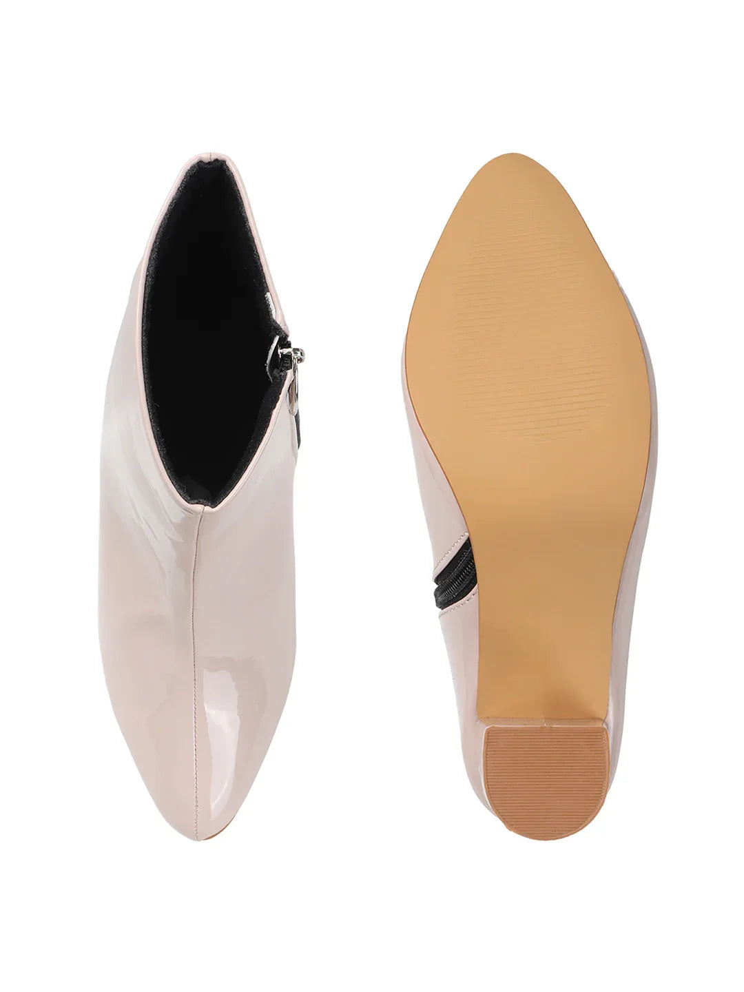 Patent Finish Block Heel Ankle Boots for Women
