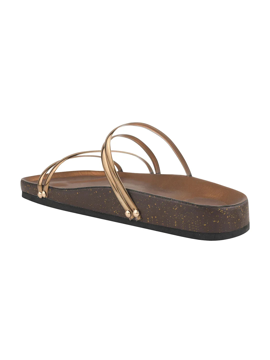 Elegant Spiral Strap Metallic Flats