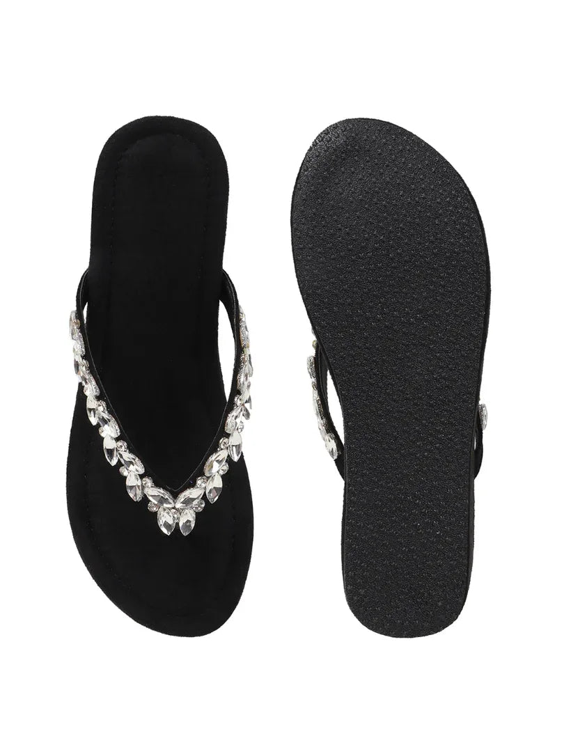 Jewel Detail Comfort Wedge Slides