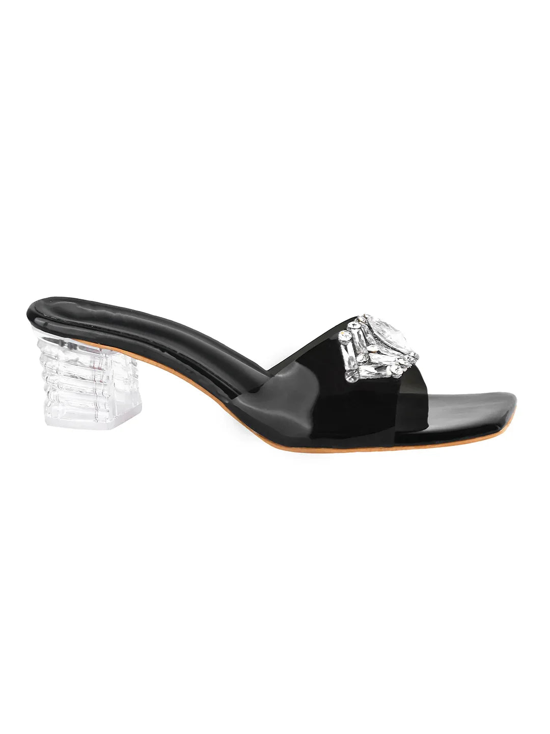 Elegant Crystal Buckle Heels