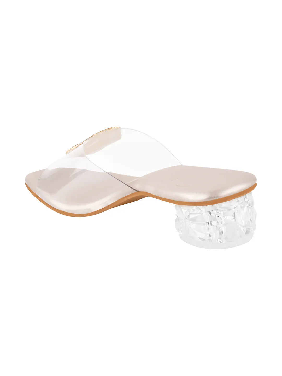 Elegant Crystal Accent Block Heels