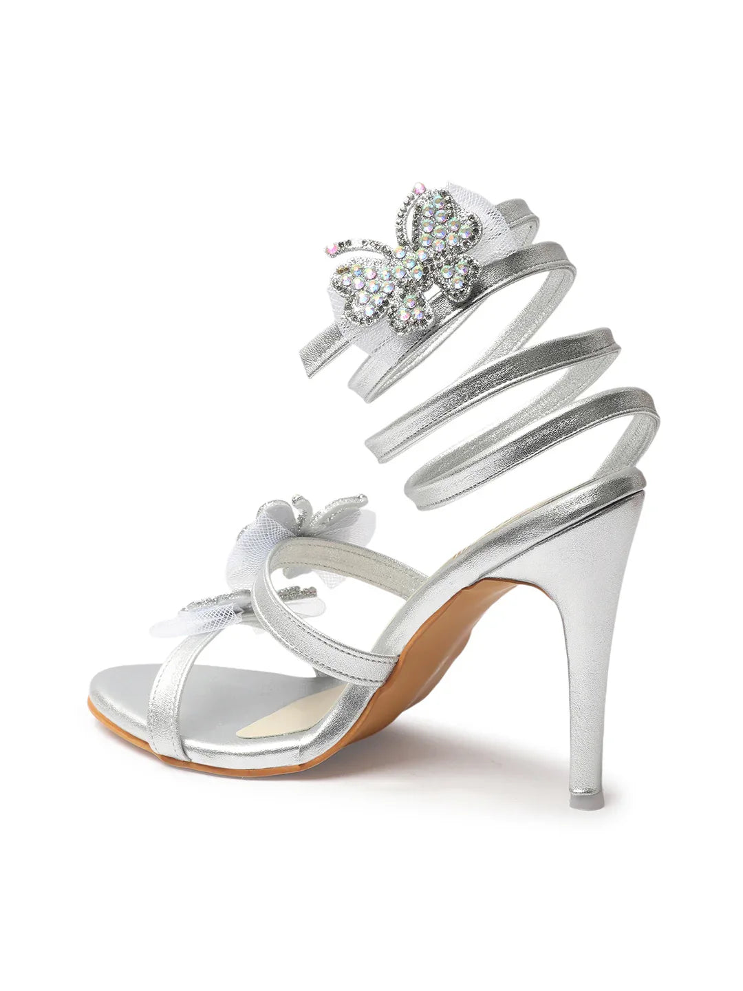 Glam Crystal Flower High Heel Sandals