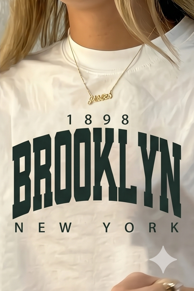Oversized Brooklyn New York Typography Printed T-Shirt