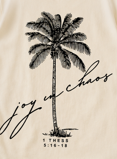 Oversized Palm Tree Graphic Printed T-Shirt