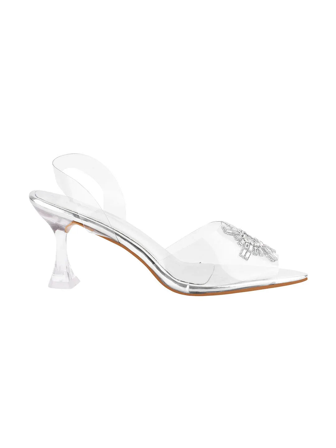 Diamond Accent Clear Heel Sandals