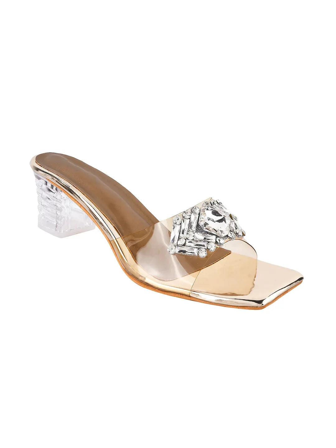 Elegant Crystal Buckle Heels