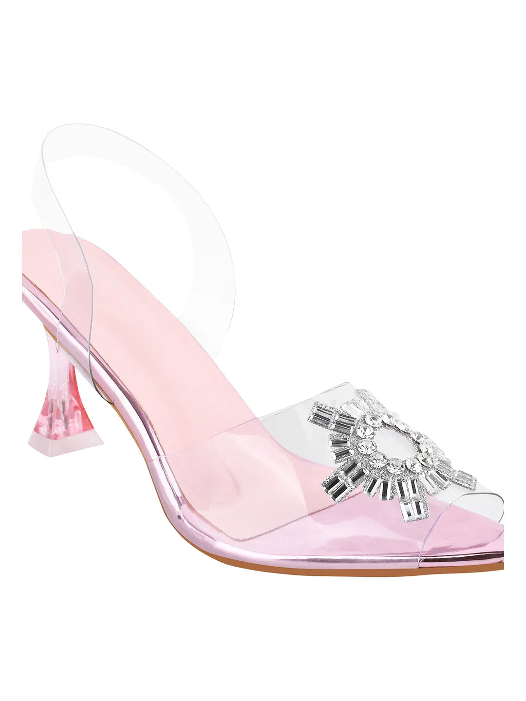 Diamond Accent Clear Heel Sandals