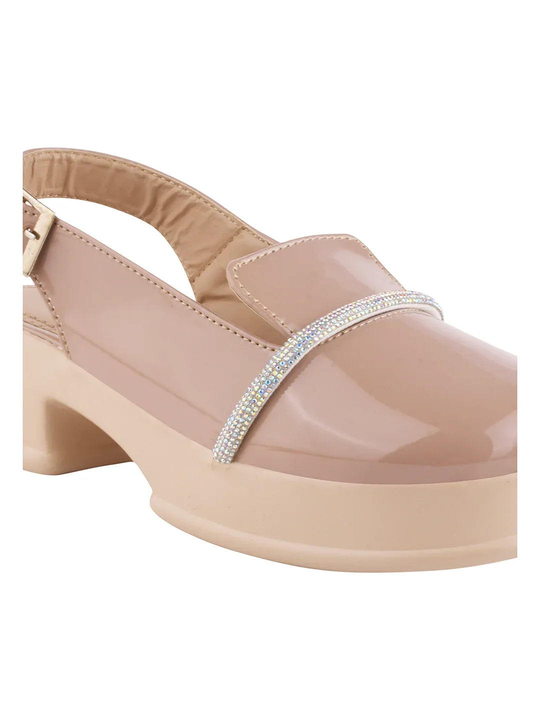 Classic Glossy Block Heel Pumps for Women