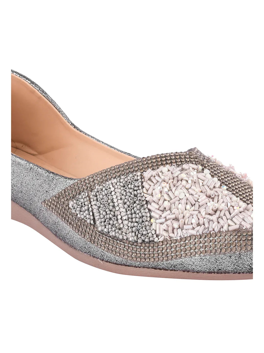 TRYME Festive Square Toe Embellished Stone Women's Juttis
