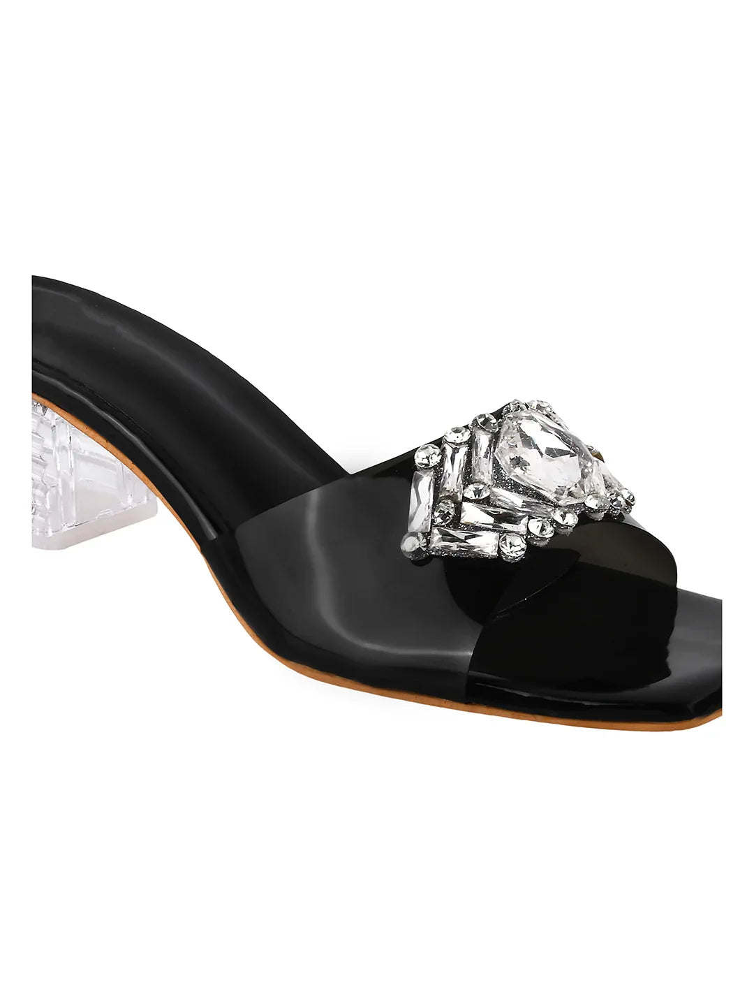 Elegant Crystal Buckle Heels