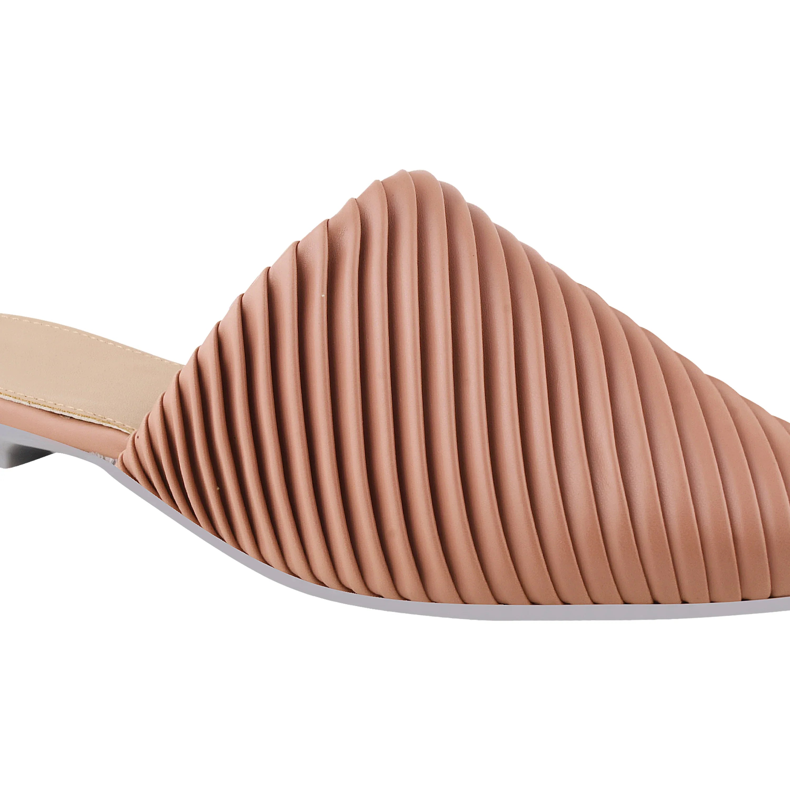 Modern Ribbed Finish Pointed Toe Mules