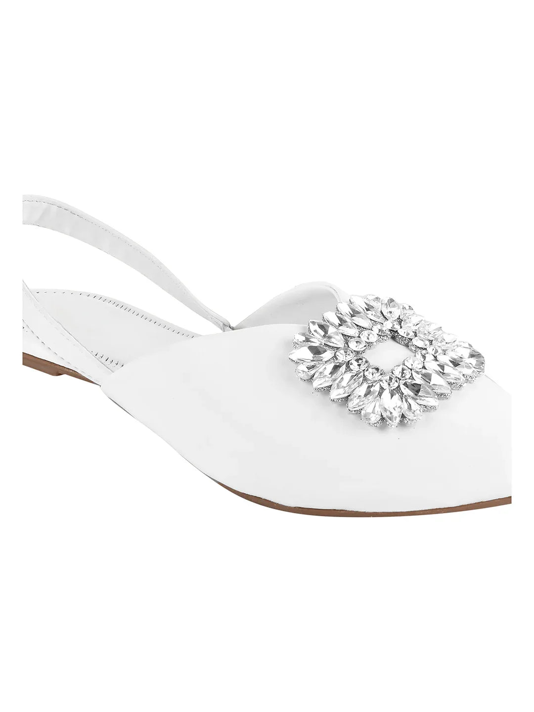 Chic Jewel Buckle Slingback Flats