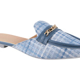 Classic Textured Mule with Gold Chain