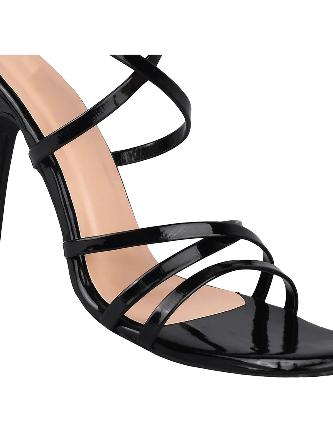 Crimson Cross-Strap Stiletto Heels