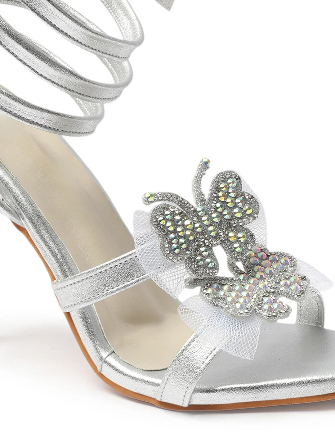 Glam Crystal Flower High Heel Sandals