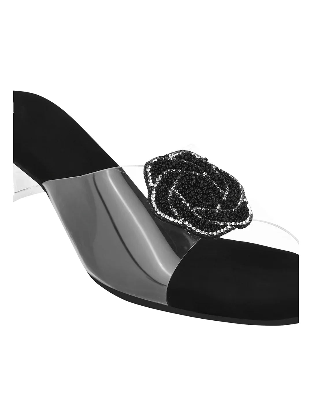Elegant Crystal Accent Block Heels