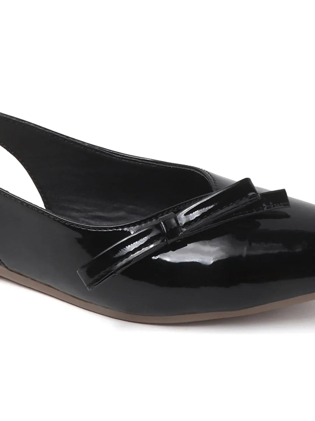 Glossy Pointed Toe Slingback Flat Mules