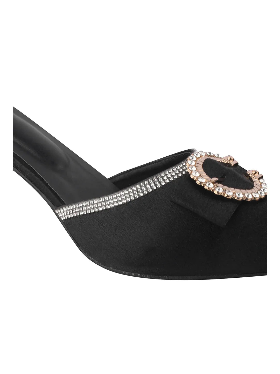Stylish Pointed Toe Slip-On Heels for Women – Buckle Detail